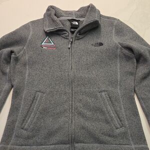 The North Face Gray Zip-Up Fleece Jacket with Logo Patch